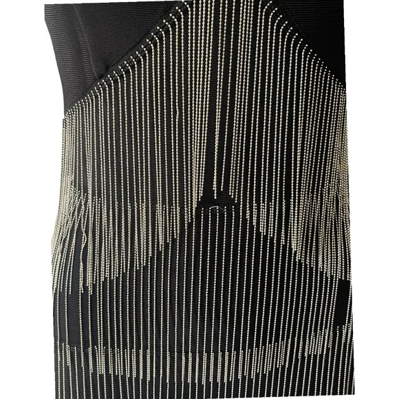 Women's Glamour Spaghetti Strap Layered Crystal Fringe Bodycon Bandage Dress - Picture 8 of 9